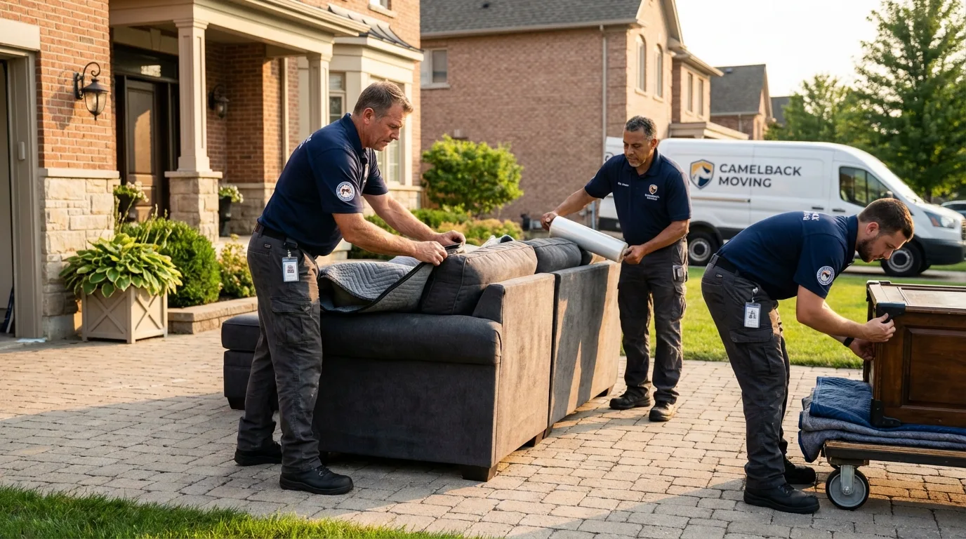 Large estate moving crew wrapping furniture in Foothill Ranch, CA